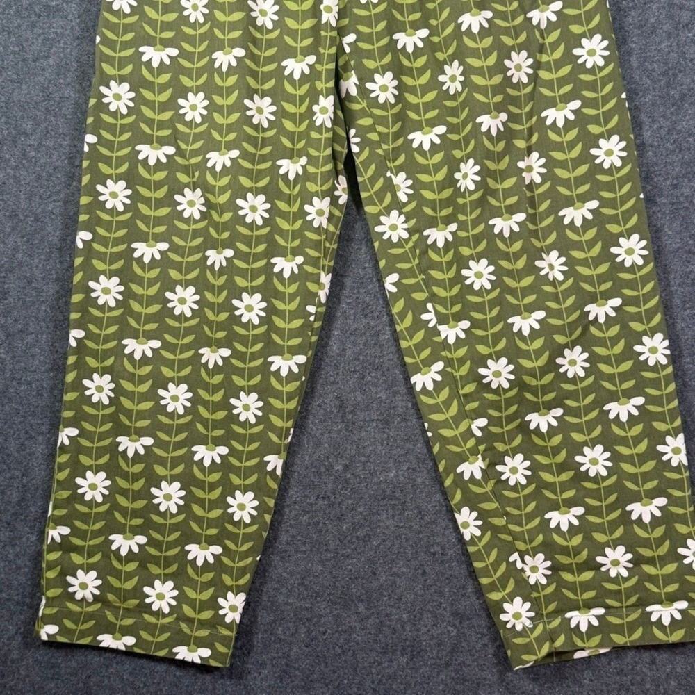 Big Bud Press Trousers XS Green Floral Daisy Print High Waist Pants NWOT - Picture 4 of 12